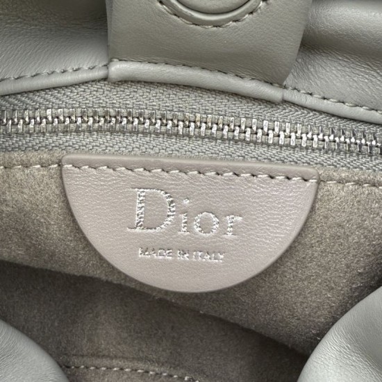 Premio Replica Borsa a tracolla Dior Bow piccola/media con finitura oro Grigio Imitazione Outlet