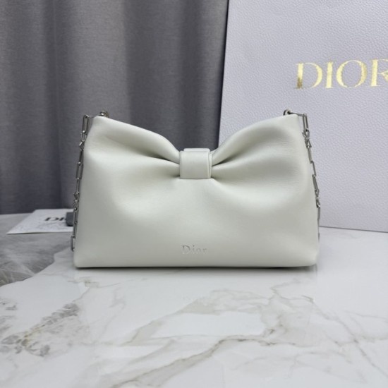 Premio Replica Borsa a tracolla Dior Bow piccola/media con finitura oro Beige Imitazione Outlet