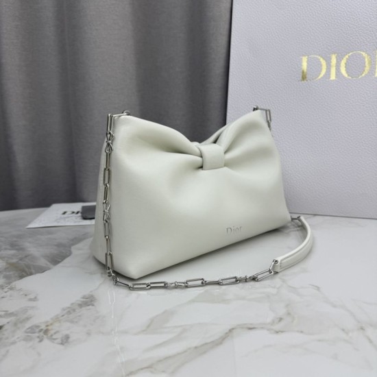 Premio Replica Borsa a tracolla Dior Bow piccola/media con finitura oro Beige Imitazione Outlet