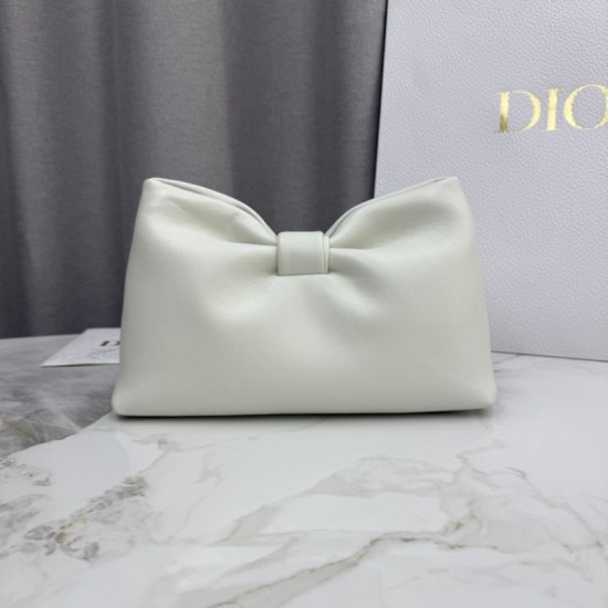 Premio Replica Borsa a tracolla Dior Bow piccola/media con finitura oro Beige Imitazione Outlet