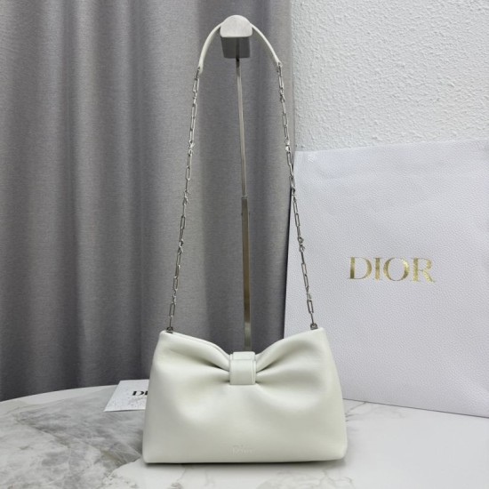 Premio Replica Borsa a tracolla Dior Bow piccola/media con finitura oro Beige Imitazione Outlet