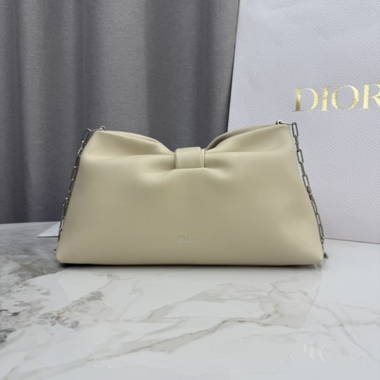 Premio Replica Borsa a tracolla Dior Bow piccola/media Acciaio inossidabile Beige chiaro Imitazione Outlet