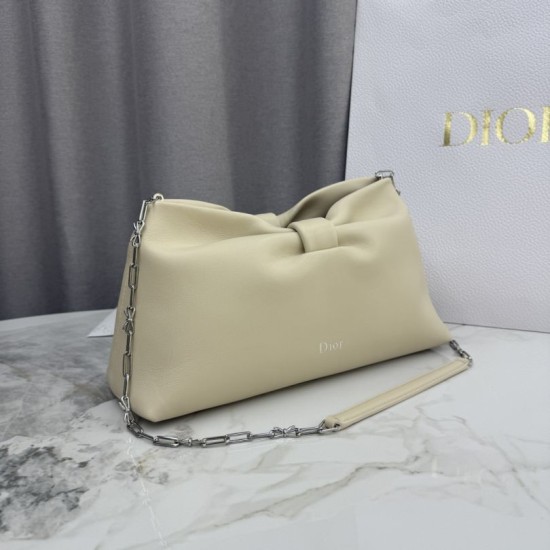 Premio Replica Borsa a tracolla Dior Bow piccola/media Acciaio inossidabile Beige chiaro Imitazione Outlet