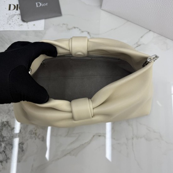 Premio Replica Borsa a tracolla Dior Bow piccola/media Acciaio inossidabile Beige chiaro Imitazione Outlet