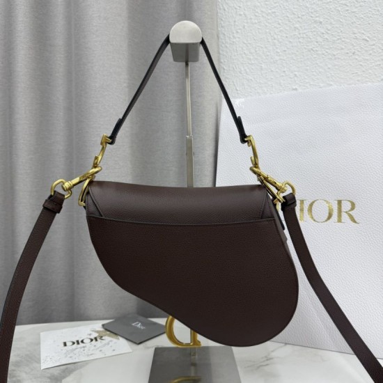 Premio Replica Borsa Saddle Dior pelle di vitello martellata marrone Imitazione Outlet