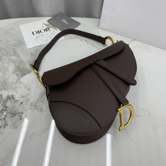 Premio Replica Borsa Saddle Dior pelle di vitello martellata marrone Imitazione Outlet