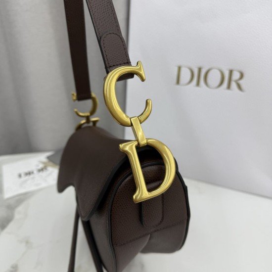 Premio Replica Borsa Saddle Dior pelle di vitello martellata marrone Imitazione Outlet