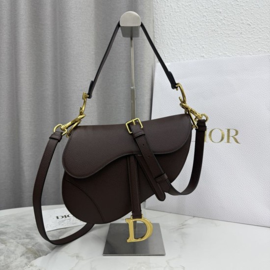 Premio Replica Borsa Saddle Dior pelle di vitello martellata marrone Imitazione Outlet