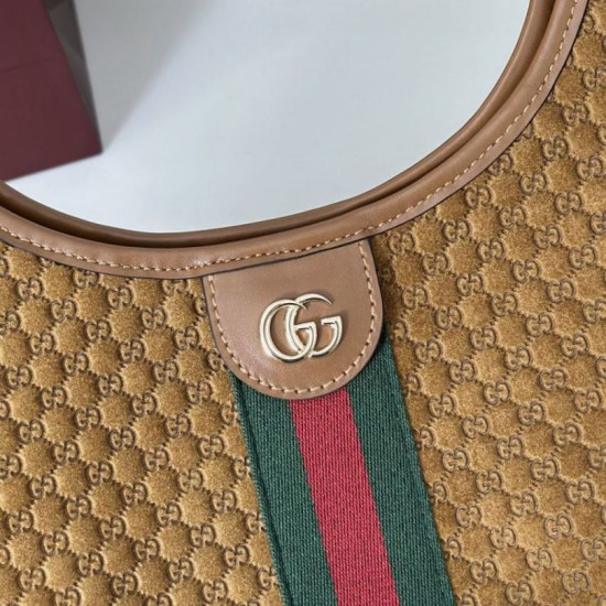 Premio Replica Borsa tote Gucci Giglio grande scamosciata GG 853971 marrone Imitazione Outlet