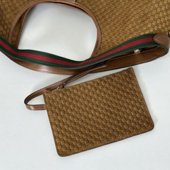 Premio Replica Borsa tote Gucci Giglio grande scamosciata GG 853971 marrone Imitazione Outlet