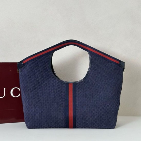 Premio Replica Borsa tote Gucci Giglio grande scamosciata GG 853971 Blu Imitazione Outlet