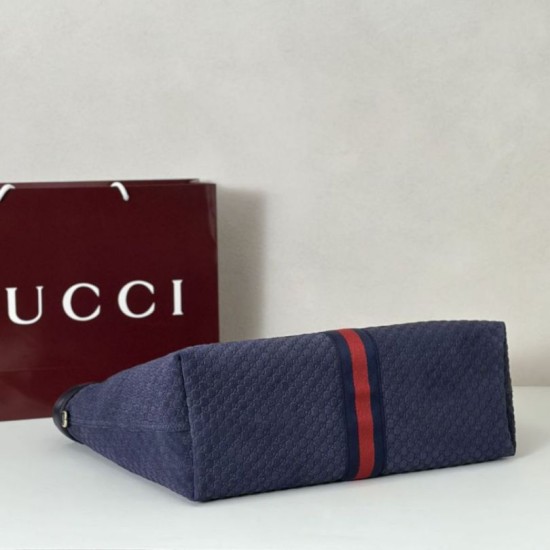 Premio Replica Borsa tote Gucci Giglio grande scamosciata GG 853971 Blu Imitazione Outlet