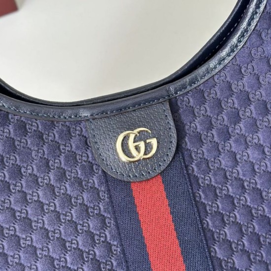Premio Replica Borsa tote Gucci Giglio grande scamosciata GG 853971 Blu Imitazione Outlet