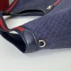 Premio Replica Borsa tote Gucci Giglio grande scamosciata GG 853971 Blu Imitazione Outlet