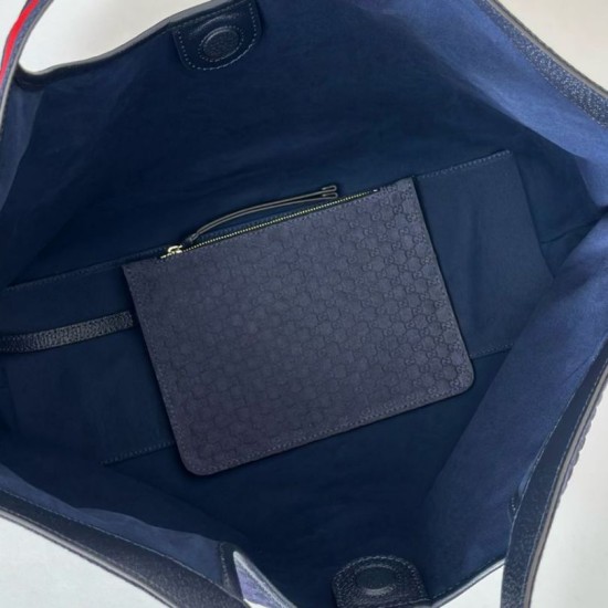 Premio Replica Borsa tote Gucci Giglio grande scamosciata GG 853971 Blu Imitazione Outlet