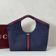 Premio Replica Borsa tote Gucci Giglio grande scamosciata GG 853971 Blu Imitazione Outlet