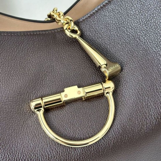 Premio Replica Gucci 837466 Borsa a tracolla maxi Softbit Marrone scuro Imitazione Outlet