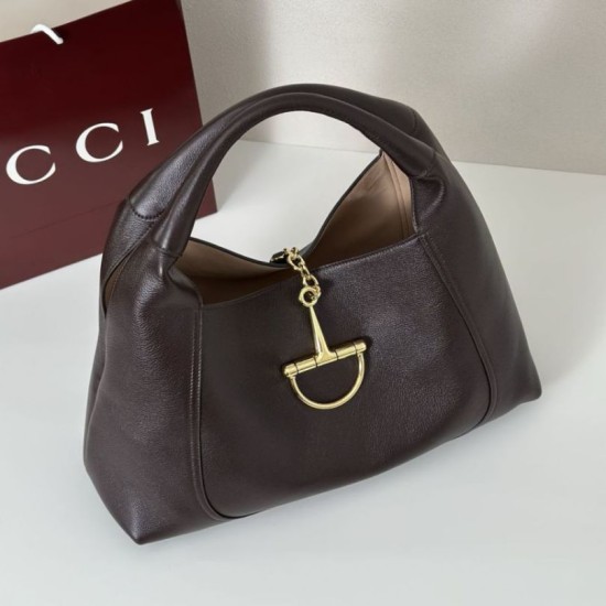Premio Replica Gucci 837466 Borsa a tracolla maxi Softbit Marrone scuro Imitazione Outlet