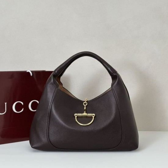 Premio Replica Gucci 837466 Borsa a tracolla maxi Softbit Marrone scuro Imitazione Outlet