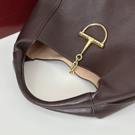 Premio Replica Gucci 837466 Borsa a tracolla maxi Softbit Marrone scuro Imitazione Outlet
