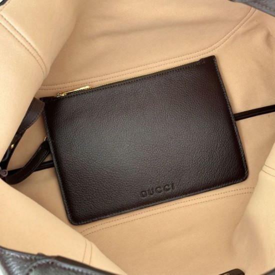 Premio Replica Gucci 837466 Borsa a tracolla maxi Softbit Marrone scuro Imitazione Outlet