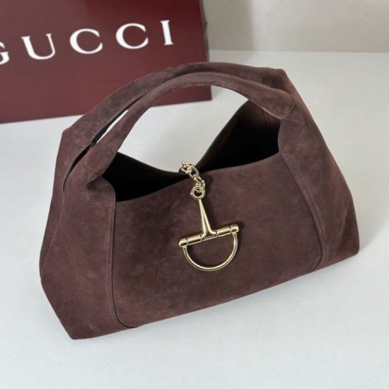 Qualità originale Repliche Gucci 837466 Borsa a tracolla maxi Softbit Marrone scamosciato False Online Premio Replica Gucci 837466 Borsa a tracolla maxi Softbit Marrone scamosciato Imitazione Outlet