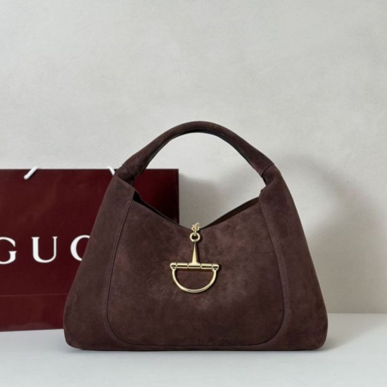 Qualità originale Repliche Gucci 837466 Borsa a tracolla maxi Softbit Marrone scamosciato False Online Premio Replica Gucci 837466 Borsa a tracolla maxi Softbit Marrone scamosciato Imitazione Outlet