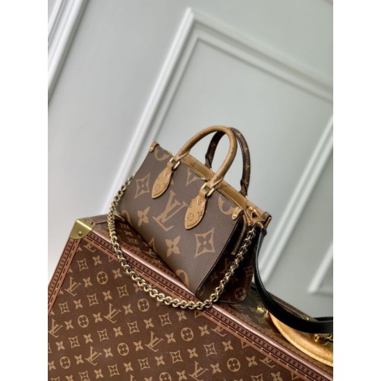 Premio Replica LV M14236 Borsa a catena OnTheGo East West Marrone Imitazione Outlet
