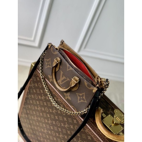 Premio Replica LV M14236 Borsa a catena OnTheGo East West Marrone Imitazione Outlet