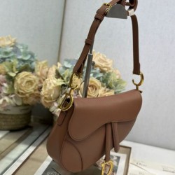 Premio Replica Borsa Dior Saddle pelle di vitello liscia marrone Imitazione Outlet