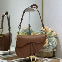 Premio Replica Borsa Dior Saddle pelle di vitello liscia marrone Imitazione Outlet
