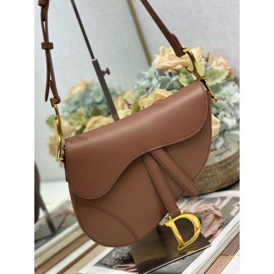 Premio Replica Borsa Dior Saddle pelle di vitello liscia marrone Imitazione Outlet