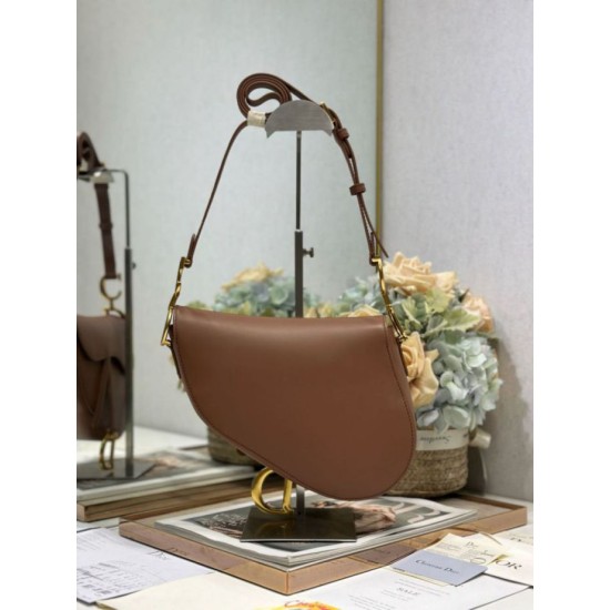 Premio Replica Borsa Dior Saddle pelle di vitello liscia marrone Imitazione Outlet