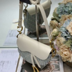 Premio Replica Borse Dior Saddle tela jacquard Dior Oblique blu Imitazione Outlet