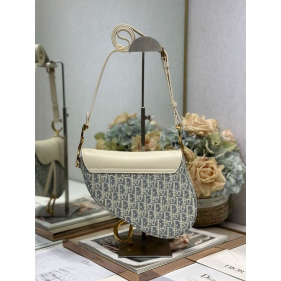 Premio Replica Borse Dior Saddle tela jacquard Dior Oblique blu Imitazione Outlet