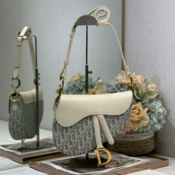 Premio Replica Borse Dior Saddle tela jacquard Dior Oblique blu Imitazione Outlet