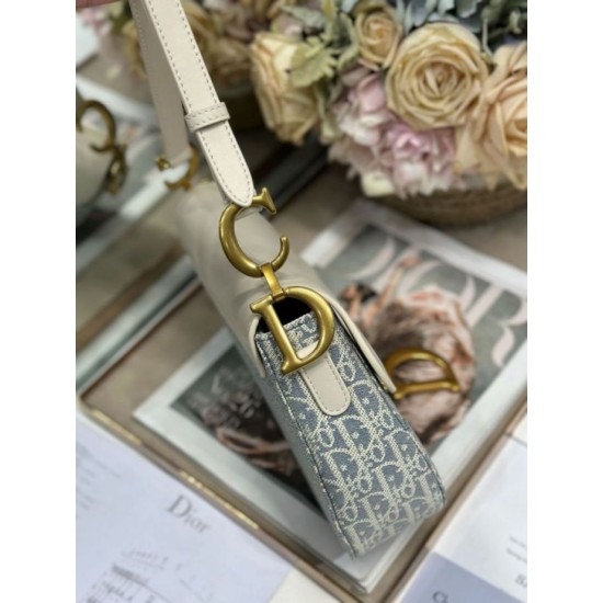 Premio Replica Borse Dior Saddle tela jacquard Dior Oblique blu Imitazione Outlet