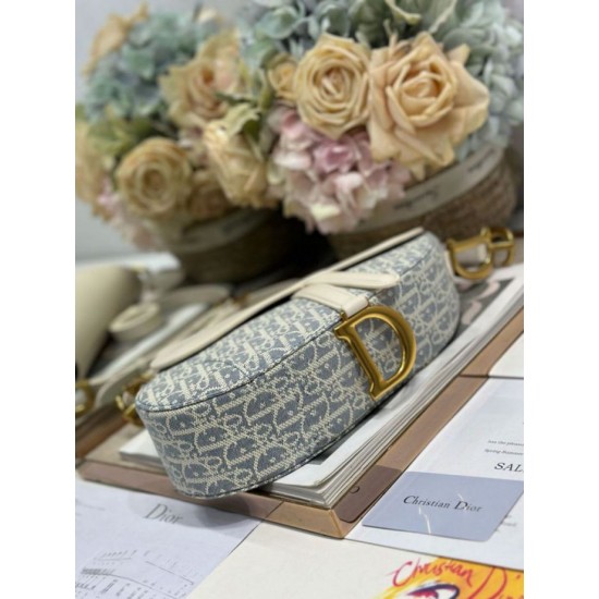 Premio Replica Borse Dior Saddle tela jacquard Dior Oblique blu Imitazione Outlet