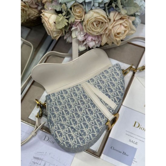 Premio Replica Borse Dior Saddle tela jacquard Dior Oblique blu Imitazione Outlet