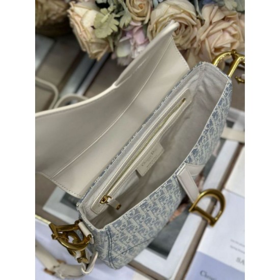 Premio Replica Borse Dior Saddle tela jacquard Dior Oblique blu Imitazione Outlet