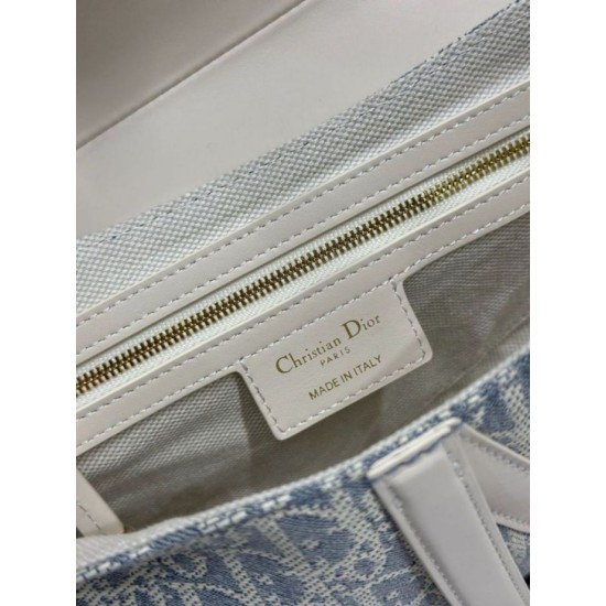 Premio Replica Borse Dior Saddle tela jacquard Dior Oblique blu Imitazione Outlet