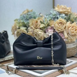 Repliche Borsa Dior Bow con fiocco nero e metallo finitura oro Imitazioni Outlet Italia