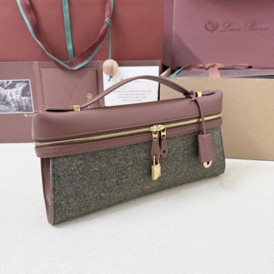 Premio Replica Borsa Loro Piana Extra Clutch L29 Caramello Salvia Imitazione Outlet