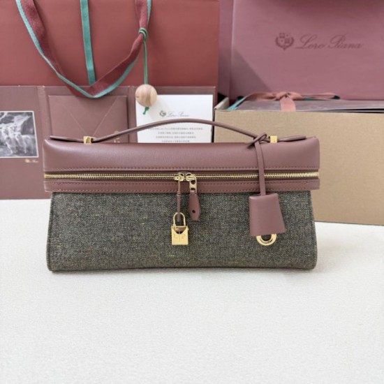 Premio Replica Borsa Loro Piana Extra Clutch L29 Caramello Salvia Imitazione Outlet