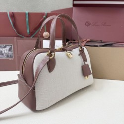 Premio Replica Borsa Needle Loro Piana piccolo/media Tela caramello Imitazione Outlet