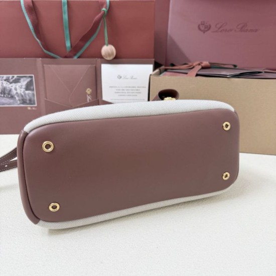 Premio Replica Borsa Needle Loro Piana piccolo/media Tela caramello Imitazione Outlet