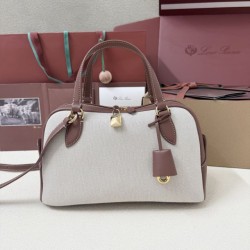 Premio Replica Borsa Needle Loro Piana piccolo/media Tela caramello Imitazione Outlet