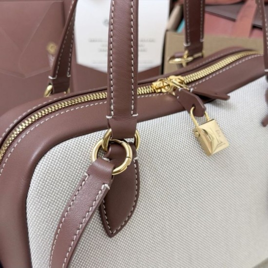 Premio Replica Borsa Needle Loro Piana piccolo/media Tela caramello Imitazione Outlet