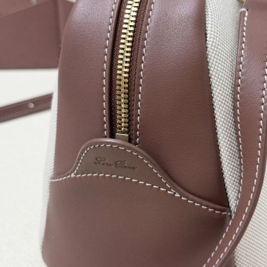 Premio Replica Borsa Needle Loro Piana piccolo/media Tela caramello Imitazione Outlet