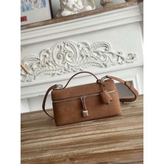 Premio Replica Borsa a tracolla con manico superiore Loro Piana Extra Bag 23 Marrone Imitazione Outlet